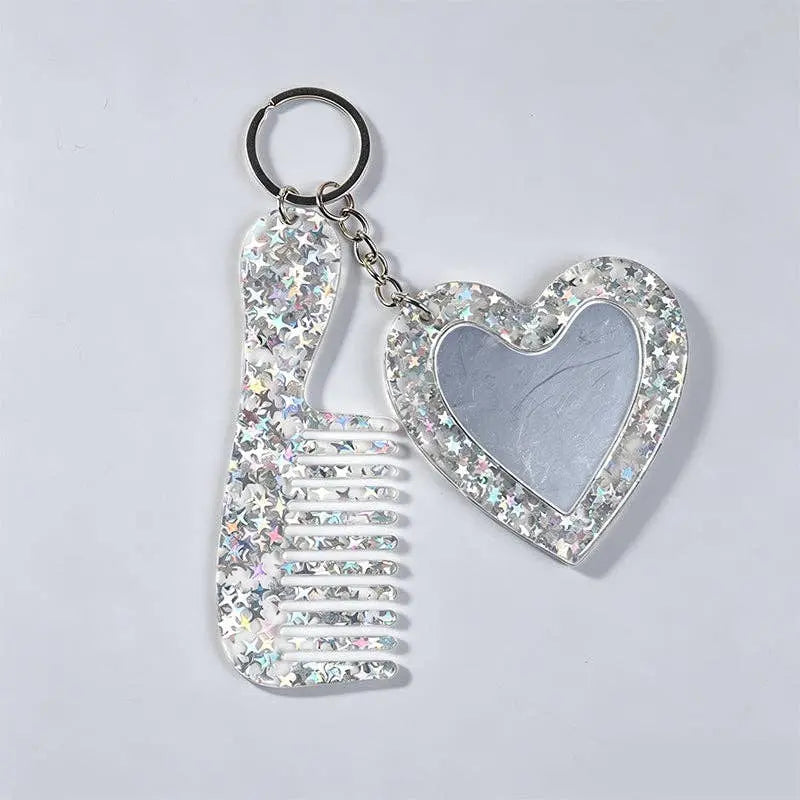 Vintage Glitter Heart Shaped Keychain - Poppy & Vine