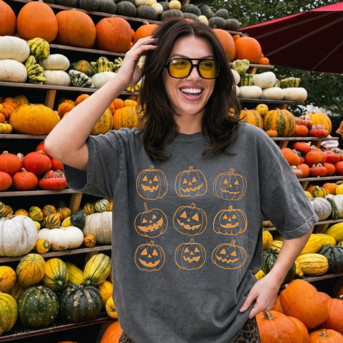 Vintage Orange Jack O' Lantern Pumpkin T-Shirt - Poppy & Vine