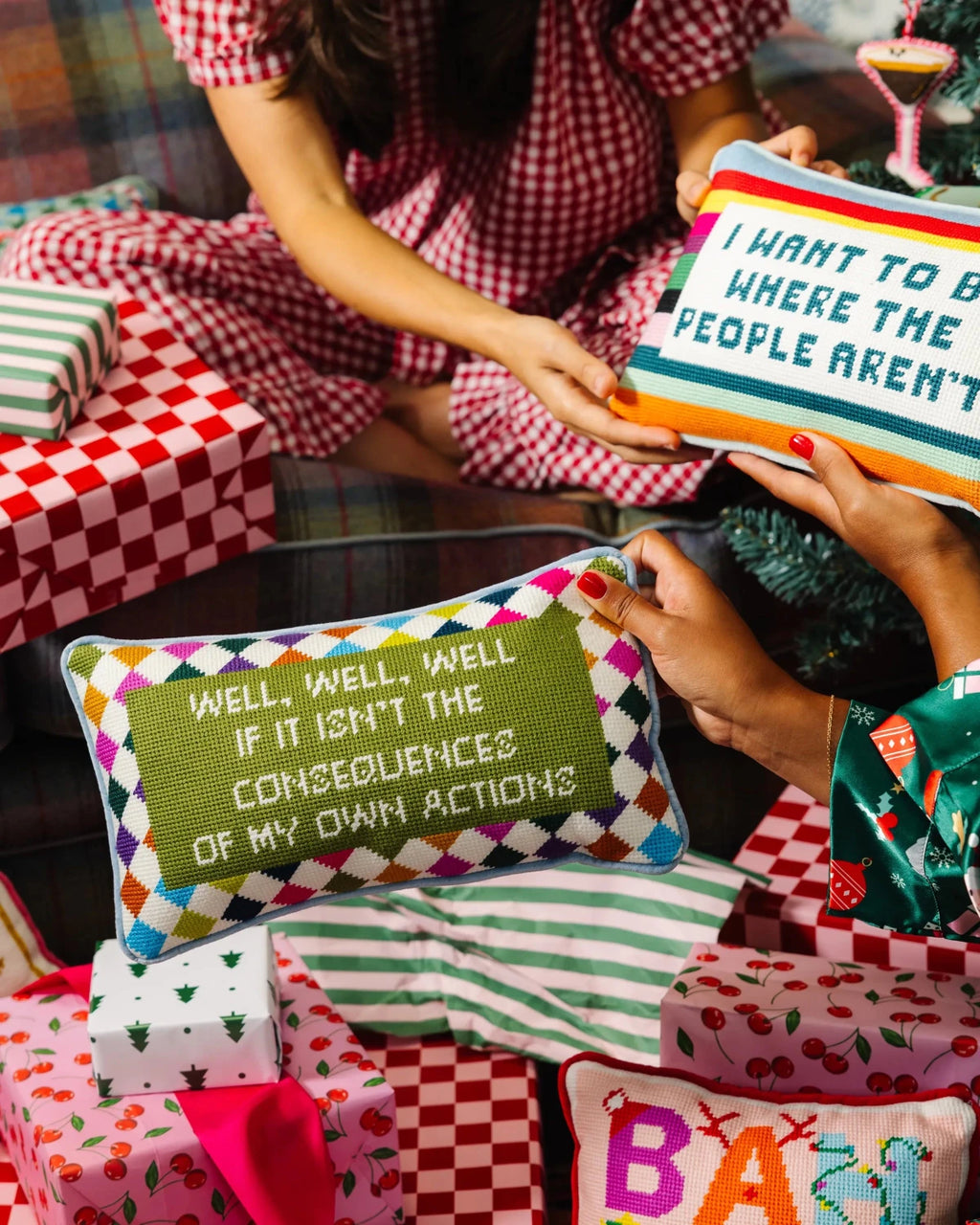 Well Well Well Needlepoint Pillow - Poppy & Vine