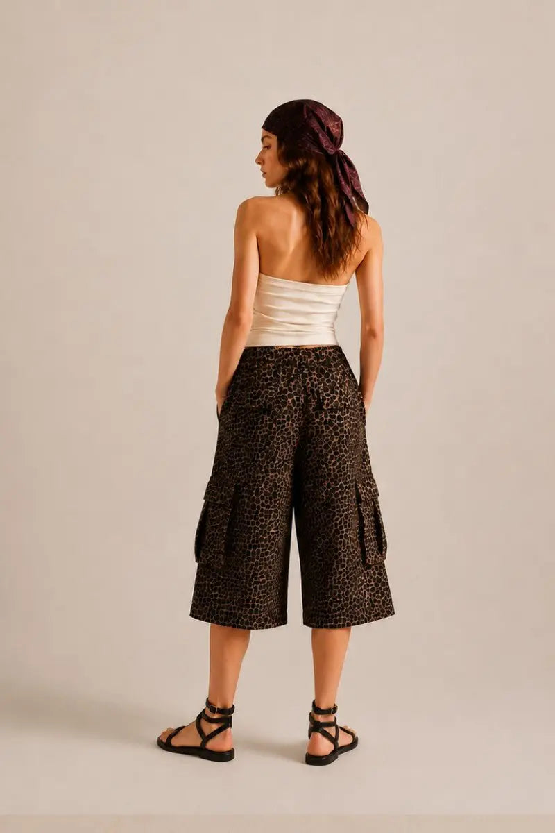 Wild Side Leopard Cargo Culotte Shorts - Poppy & Vine