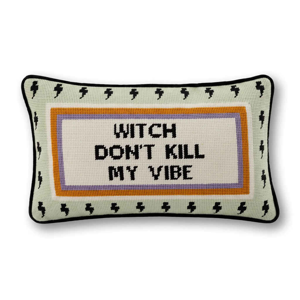 Witch Don't Kill My Vibe Needlepoint Pillow - Poppy & Vine