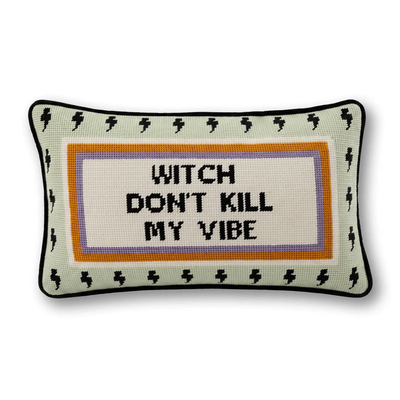 Witch Don't Kill My Vibe Needlepoint Pillow - Poppy & Vine