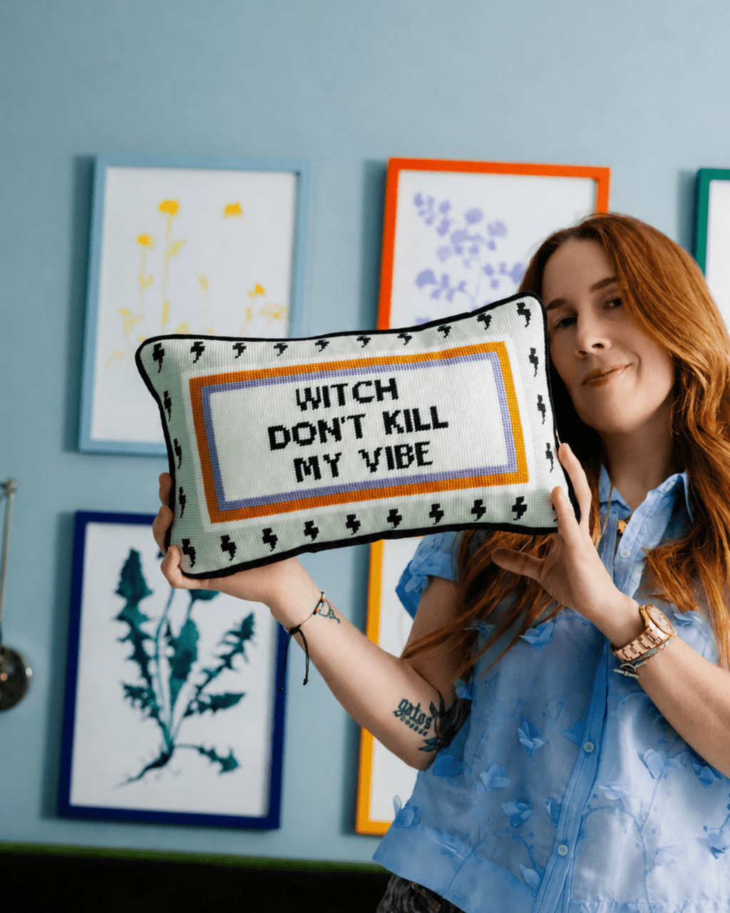Witch Don't Kill My Vibe Needlepoint Pillow - Poppy & Vine