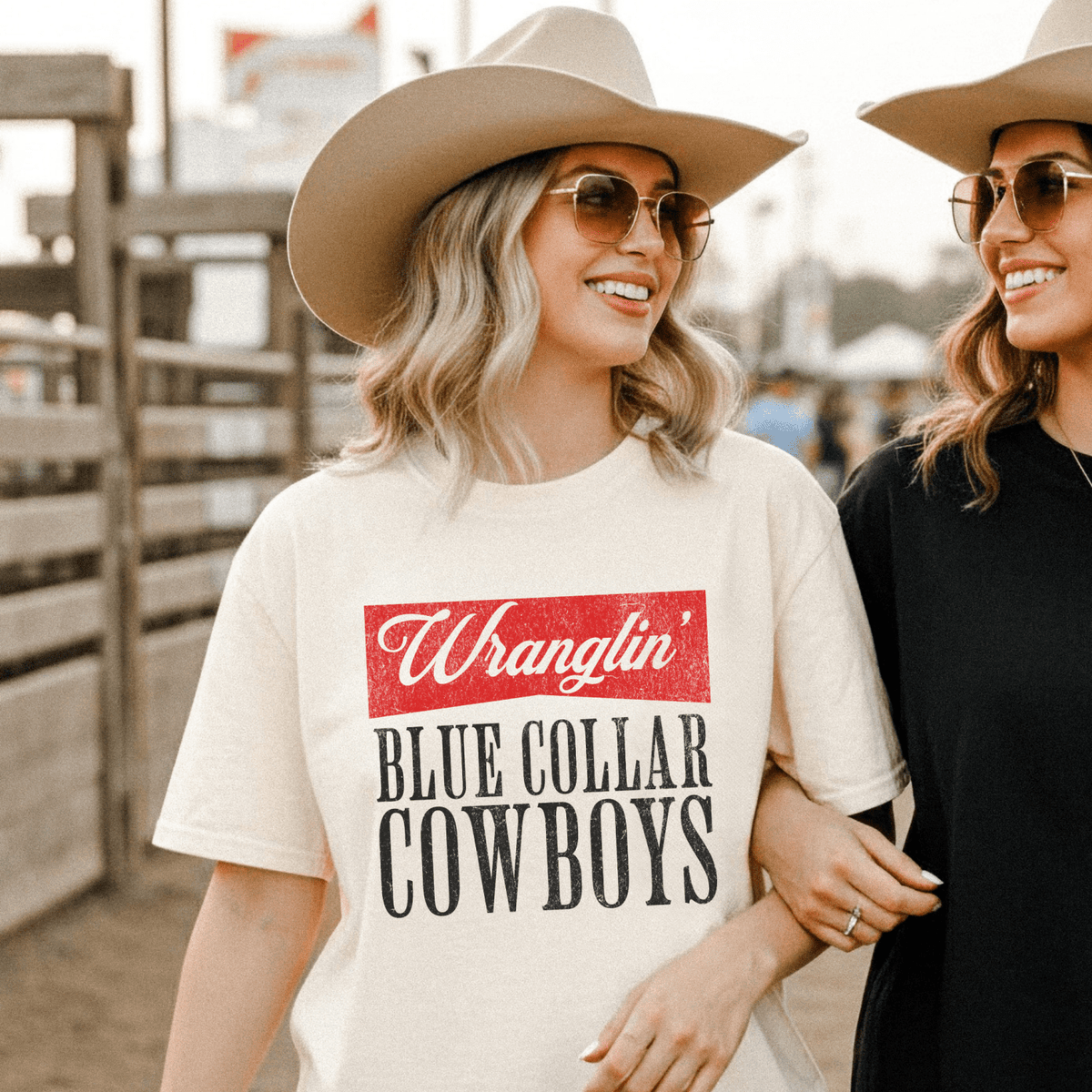 Wranglin’ Blue Collar Cowboys Graphic Tee – Western Rodeo Cowgirl Shirt - Poppy & Vine