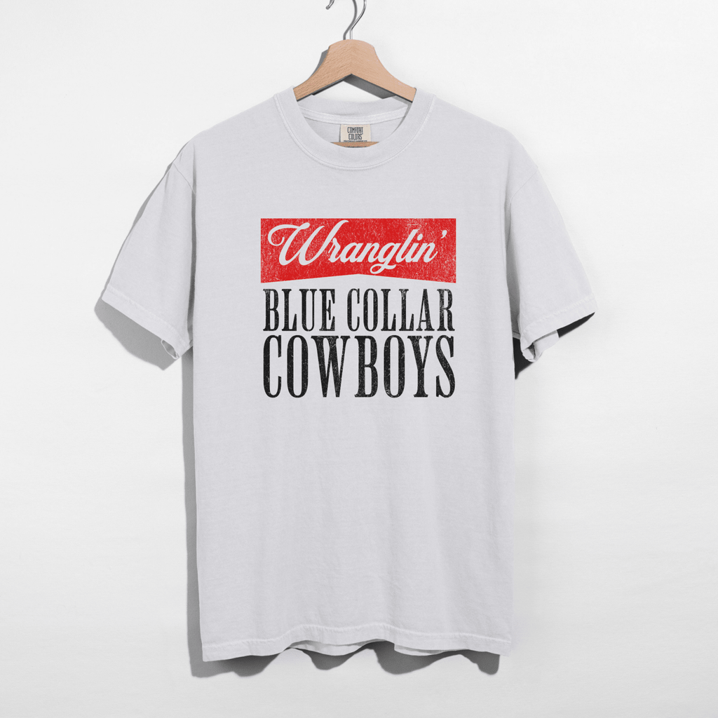 Wranglin’ Blue Collar Cowboys Graphic Tee – Western Rodeo Cowgirl Shirt - Poppy & Vine