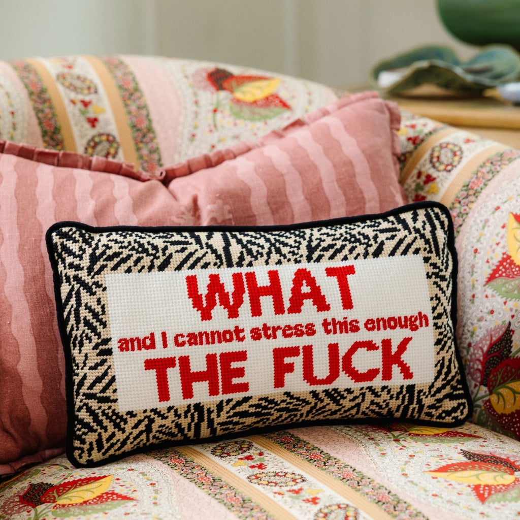 WTF Needlepoint Pillow - Poppy & Vine