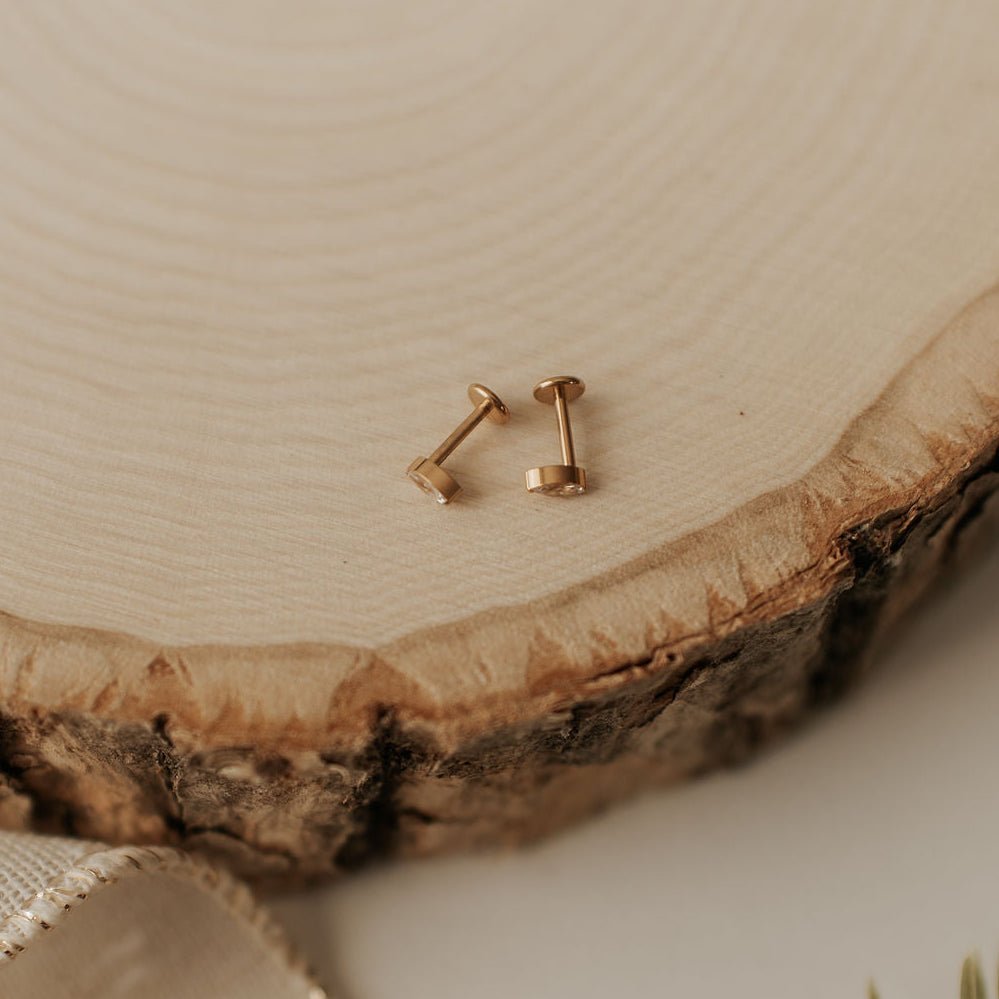 Zoe Marquise Diamond Flat Back Studs - Poppy & Vine