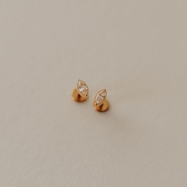 Zoe Marquise Diamond Flat Back Studs - Poppy & Vine