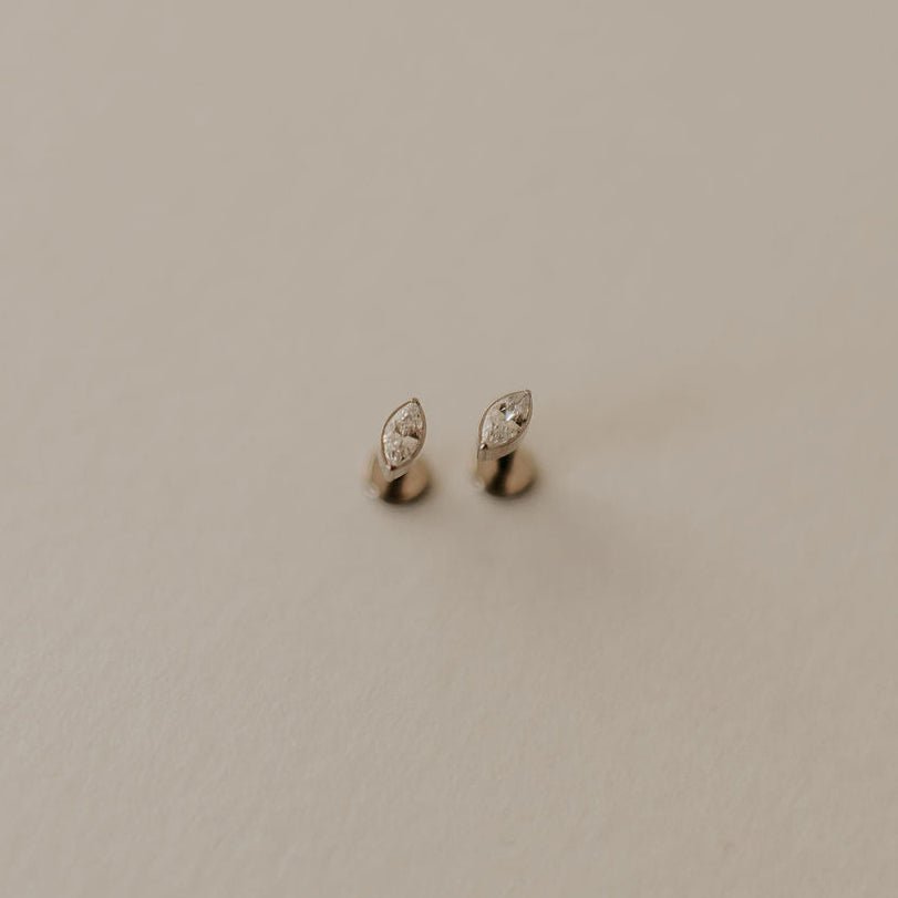Zoe Marquise Diamond Flat Back Studs - Poppy & Vine