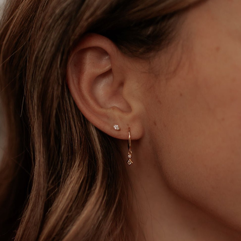 Zoe Marquise Diamond Flat Back Studs - Poppy & Vine