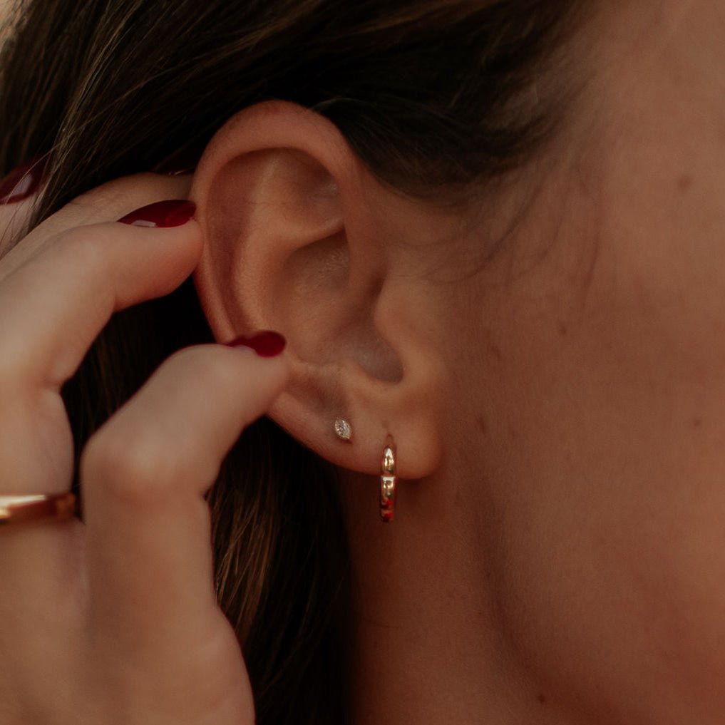 Zoe Marquise Diamond Flat Back Studs - Poppy & Vine