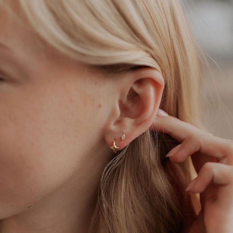 Zoe Marquise Diamond Flat Back Studs - Poppy & Vine